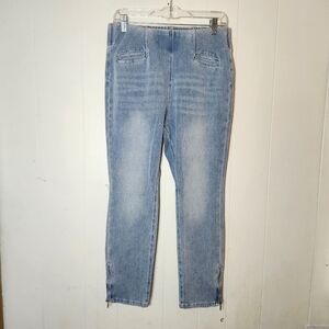 Soft Surroundings Light Wash Pull-on Tapered Jeans Zippered Ankle Size Medium P